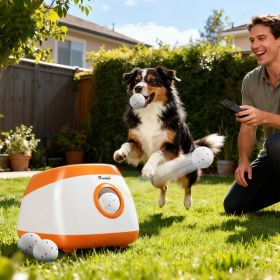 Automatic Dog Ball Launcher with 26-80 FT Distance, Automatic Ball Launcher for Medium and Large Dogs, Orange