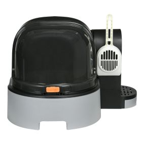 PawHut Cat Litter Box Easy to Clean Open with Scoop, Gray