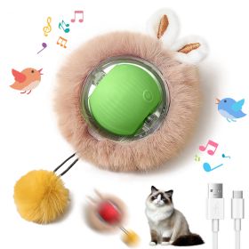 Interactive Toys Ball For Cats, Dog,Agile Moving Cat Ball ,Motion Activated Automatic Moving Ball With Lights,with Fluffy Tail And Bunny Ears For Indo (Option: Green)