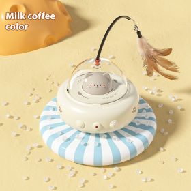 Smart Teaser Cat Toy Electric UFO Cat Teaser Stick With Bell Training Pet Toys Replaceable Feather Interactive Cat Supplies Pet Supplies Pets Products (Option: Milk Coffee Color)