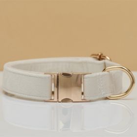 Multiple Colour Velvet Personalise Dog Collar Leash Set With Bow (Option: White-XS)